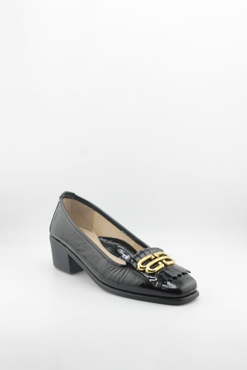 DFC Relax Tasseled Patent Leather Block Heel Loafer